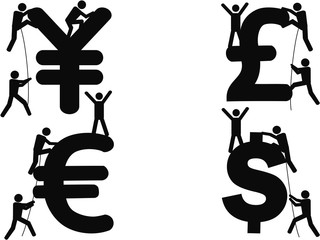 stick figures Climbing Money sign