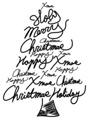 doodle Christmas tree word clouds