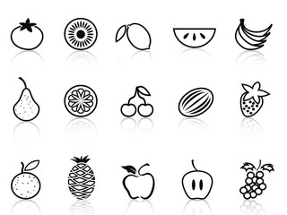 fruit outline icons set