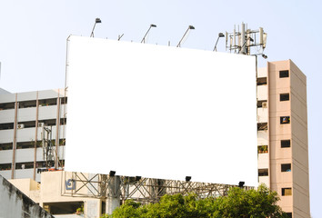 Obraz premium large blank billboard on road with city view background