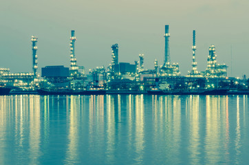 Oil refinery factory at twilight Bangkok Thailand