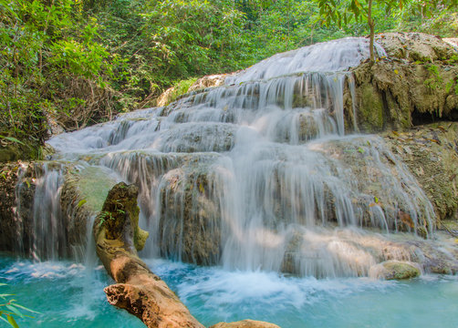 Waterfall in Deep forest at Erawan waterfall National Park © CasanoWa Stutio