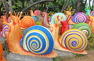 The synthetic giant snails in Nong Nooch, Pattaya, Thailand