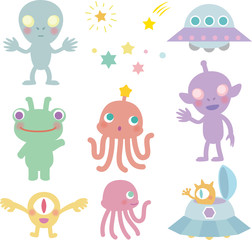 宇宙人と宇宙船 © logistock