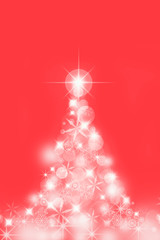 クリスマスツリー　イルミネーション　赤