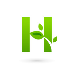 Letter H eco leaves logo icon design template elements