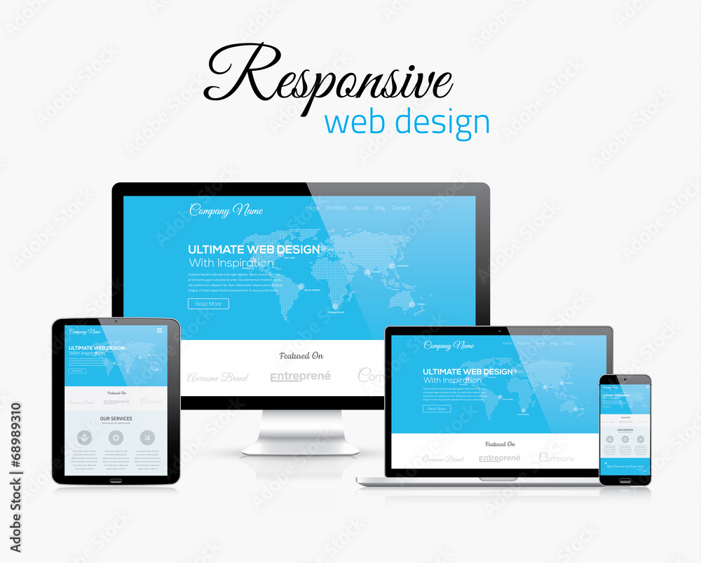 Leinwandbilder responsive web design in modern flat vector style concept image