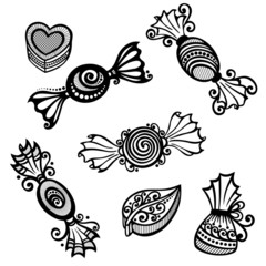 Vector Set of Ornate Candies. Patterned design