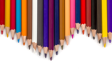 set of colored pencils in wave shape