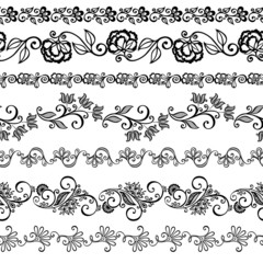 Vector Set of Decorative Floral Ornament. Laces