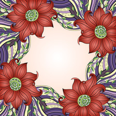 Vector Colored Floral Background. Hand Drawn Texture with Flower