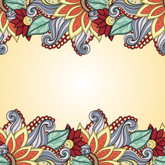 Vector Colored Floral Background. Hand Drawn Texture with Flower