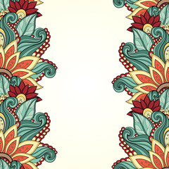 Vector Colored Floral Background. Hand Drawn Texture with Flower