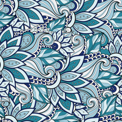 Seamless Floral Pattern (Vector). Hand Drawn Texture with Flower