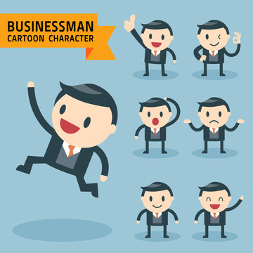 Set of businessman characters poses