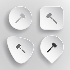Mallet. White flat vector buttons on gray background.