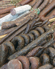 sausage  products in a shop