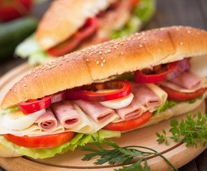 Submarine Sandwich with ham and cheese
