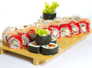 Sushi roll made dish isolated on white background