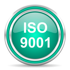 iso 9001 green glossy web icon