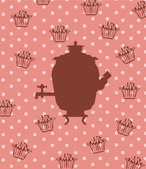 Silhouette of a Russian samovar on an abstract background