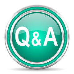 question answer green glossy web icon