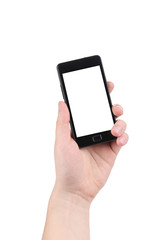 Hand holding smartphone.