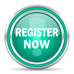 register now green glossy web icon