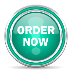 order now green glossy web icon