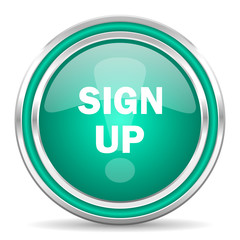 sign up green glossy web icon