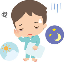 不眠に悩む若い男性