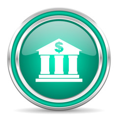 bank green glossy web icon