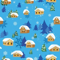 Fototapeta premium Christmas pattern with houses