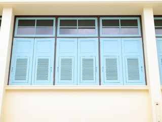 thai old style classic window in yellow and green color