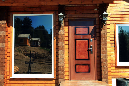 elements of the wooden house, windows, doors