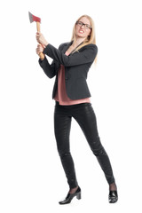 Gesch&auml;ftsfrau mit Axt