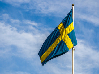 Swedish Flag blowing in the wind
