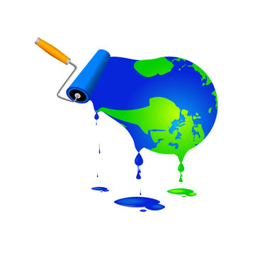 paint roller with glode vector illustration