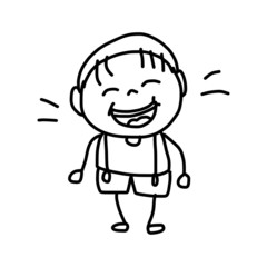 hand drawing cartoon character happy kids