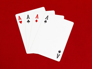 Four Aces Card on Red