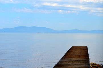 pier on the shore of lake Tahoe, Sierrra Nevada, California