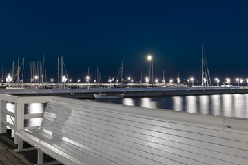 Night view of marina in Sopot, Poland - obrazy, fototapety, plakaty