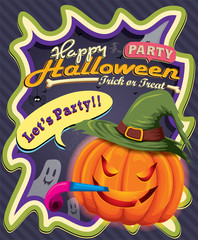 Vintage Halloween poster design with Jack O Lantern