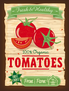 Vintage Design Organic Tomato Poster Vector