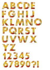 Alphabet set designed in autumn color mosaic