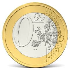 Null Euro Neunundneunzig Münze von vorne gesehen