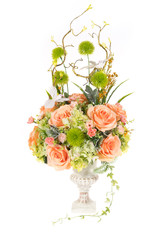 Decoration artificial plastic flower with vintage design vase, 2