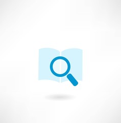 book with a magnifying glass icon