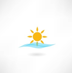 Fototapeta na wymiar sun with sea wave icon