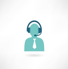 man with headphones and a microphone icon